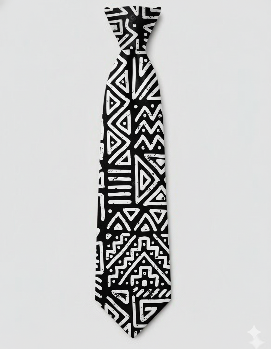 Bogolan Black and White Tie