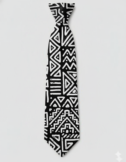 Bogolan Black and White Tie