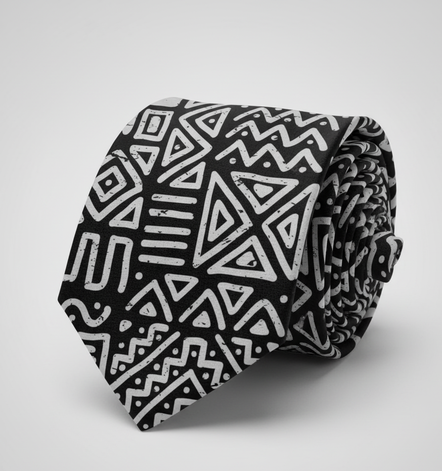 Bogolan Black and White Tie