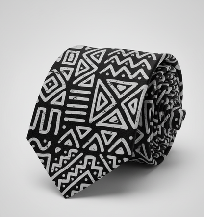 Bogolan Black and White Tie