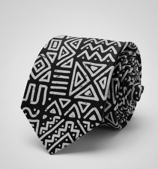 Bogolan Black and White Tie