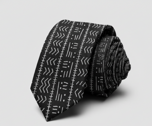 Bogolan Black and White Tie
